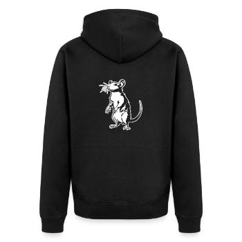 Ratte Maus Nagetier Ratten - Unisex Premium Bio Zip Hoodie - Schwarz - Hinten - Nico (187cm)