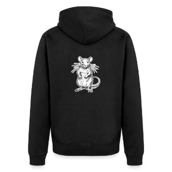 Ratte Maus Nagetier Ratten - Unisex Premium Bio Zip Hoodie - Schwarz - Hinten - Nico (187cm)