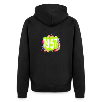 Year 1957 anniversary Floral Groovy - Unisex Premium Organic Zip Hoodie - black - Back - Nico (187cm)