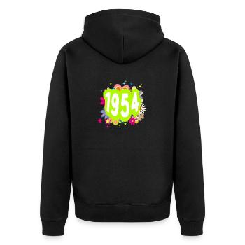 Year 1954 anniversary Floral Groovy - Unisex Premium Organic Zip Hoodie - black - Back - Nico (187cm)
