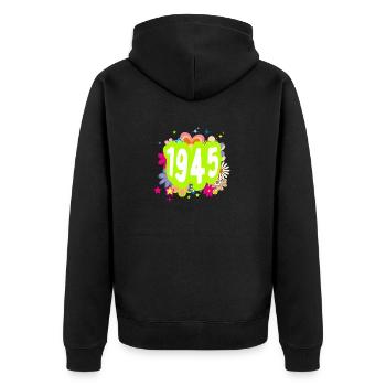 Year 1945 anniversary Floral Groovy - Unisex Premium Organic Zip Hoodie - black - Back - Nico (187cm)