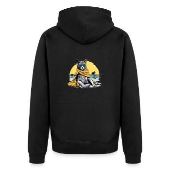 Koki, die Pascha-Katze - Unisex Premium Bio Zip Hoodie - Schwarz - Hinten - Nico (187cm)