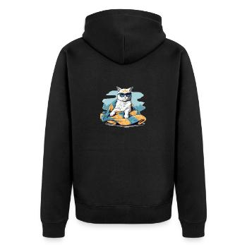 Jiko, die Pascha-Katze - Unisex Premium Bio Zip Hoodie - Schwarz - Hinten - Nico (187cm)