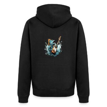 Zazo the fish guitarist - Unisex Premium Organic Zip Hoodie - black - Back - Nico (187cm)