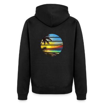 Sommerurlaub Palmen Insel Strand Sonne Palme - Unisex Premium Bio Zip Hoodie - Schwarz - Hinten - Nico (187cm)