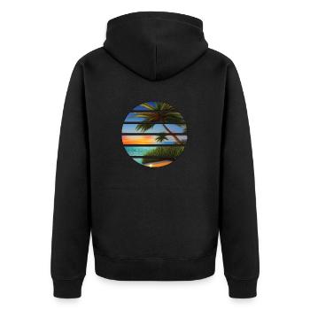 Palm Island Summer Holiday Sun Palm Beach - Unisex Premium Organic Zip Hoodie - black - Back - Nico (187cm)