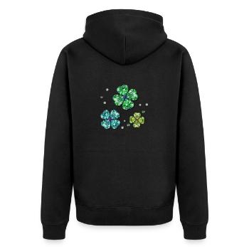 Kleeblätter - Unisex Premium Bio Zip Hoodie - Schwarz - Hinten - Nico (187cm)