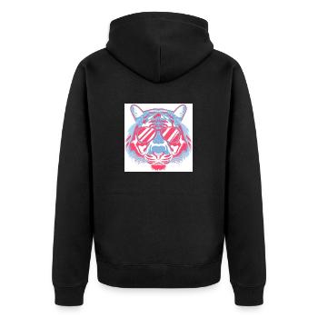 Tiger with Sunglasses - Unisex Premium Organic Zip Hoodie - black - Back - Nico (187cm)