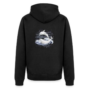 Delphine - Unisex Premium Bio Zip Hoodie - Schwarz - Hinten - Nico (187cm)