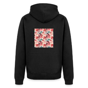 Asiatische nahtlose Muster Japanische Chinesische Malerei - Unisex Premium Bio Zip Hoodie - Schwarz - Hinten - Nico (187cm)
