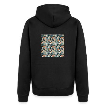 Koi-Fisch Nahtloses Muster Japanisch Asiatisch Chinesisch - Unisex Premium Bio Zip Hoodie - Schwarz - Hinten - Nico (187cm)