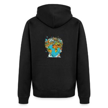The monuments of the world n°3 - Unisex Premium Organic Zip Hoodie - black - Back - Nico (187cm)