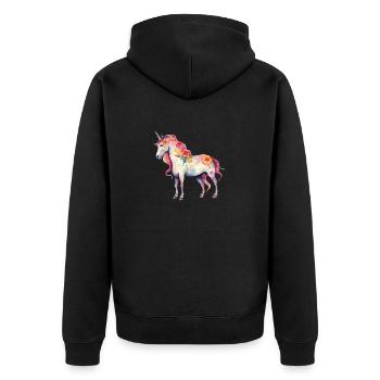 Mystic Unicorn Magic - Unisex Premium Organic Zip Hoodie - black - Back - Nico (187cm)