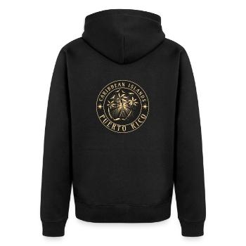 Puerto Rico Karibische Inseln Vintage - Unisex Premium Bio Zip Hoodie - Schwarz - Hinten - Nico (187cm)