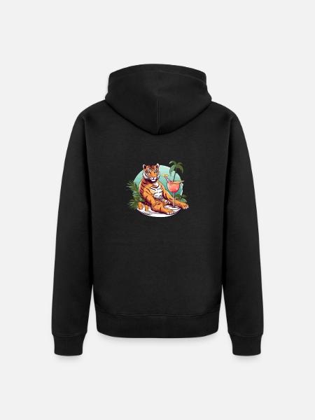 Liko the tiger reelax - Unisex Premium Organic Zip Hoodie - black