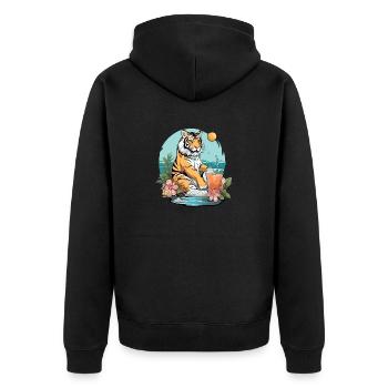 Koli the tiger reelax - Unisex Premium Organic Zip Hoodie - black - Back - Nico (187cm)