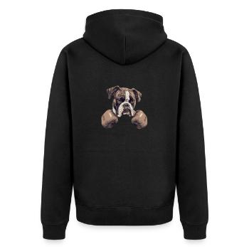 Boxer Bester Freund Ein treuer und mächtiger Begleiter - Unisex Premium Bio Zip Hoodie - Schwarz - Hinten - Nico (187cm)