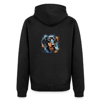 chien teckel - Veste à capuche bio Premium Unisexe - noir - Dos - Nico (187cm)