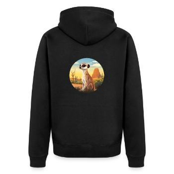 Meerkat - Unisex Premium Organic Zip Hoodie - black - Back - Nico (187cm)