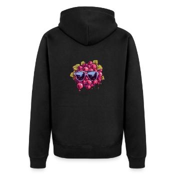 Traube Maria Trauben - Unisex Premium Bio Zip Hoodie - Schwarz - Hinten - Nico (187cm)