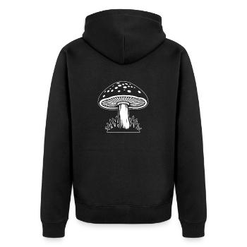 Pilz Pilzsammler Pilze Fungi - Unisex Premium Bio Zip Hoodie - Schwarz - Hinten - Nico (187cm)