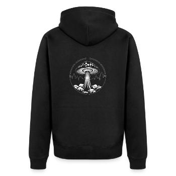 Pilz Pilzsammler Pilze Fungi - Unisex Premium Bio Zip Hoodie - Schwarz - Hinten - Nico (187cm)