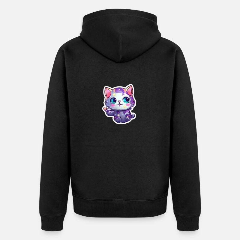 a cute space kitty - Unisex Premium Bio Zip Hoodie - Schwarz