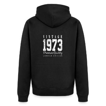 Vintage 1973 - Unisex Premium Organic Zip Hoodie - black - Back - Nico (187cm)