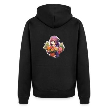 Kawaii Anime Girl & Colorful Arrangement - Unisex Premium Organic Zip Hoodie - black - Back - Nico (187cm)