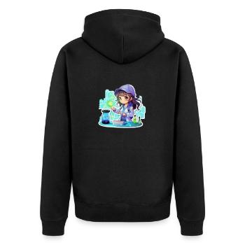 "Cute Anime Girl Conductor" - Unisex Premium Organic Zip Hoodie - black - Back - Nico (187cm)