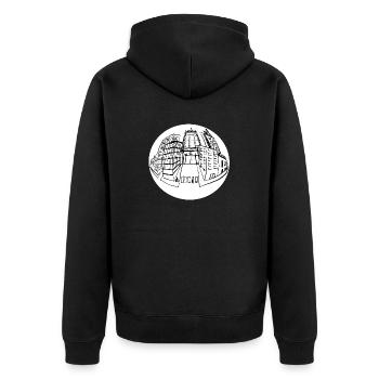 Perspective city - Unisex Premium Organic Zip Hoodie - black - Back - Nico (187cm)