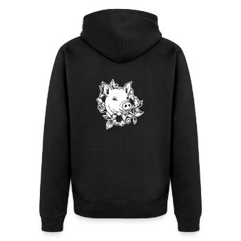 Pig Piggy Sow - Unisex Premium Organic Zip Hoodie - black - Back - Nico (187cm)