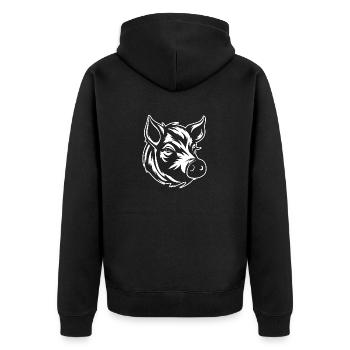 Pig Piggy Sow - Unisex Premium Organic Zip Hoodie - black - Back - Nico (187cm)