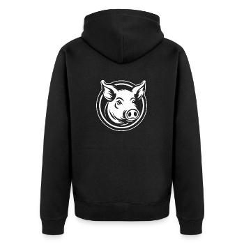 Pig Piggy Sow - Unisex Premium Organic Zip Hoodie - black - Back - Nico (187cm)
