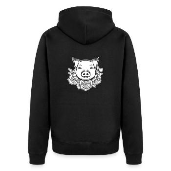 Pig Piggy Sow - Unisex Premium Organic Zip Hoodie - black - Back - Nico (187cm)