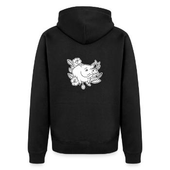 Pig Piggy Sow - Unisex Premium Organic Zip Hoodie - black - Back - Nico (187cm)