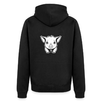 Pig Piggy Sow - Unisex Premium Organic Zip Hoodie - black - Back - Nico (187cm)
