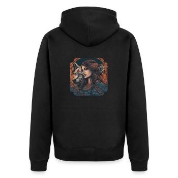She wolf Daughter - Unisex Premium Organic Zip Hoodie - black - Back - Nico (187cm)
