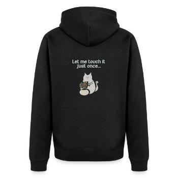 Curious, crazy cat - Unisex Premium Organic Zip Hoodie - black - Back - Nico (187cm)