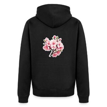 Cherry blossom - Unisex Premium Organic Zip Hoodie - black - Back - Nico (187cm)