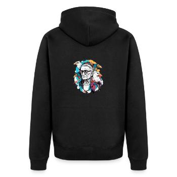 Grandpa Siou Eagle - Unisex Premium Organic Zip Hoodie - black - Back - Nico (187cm)