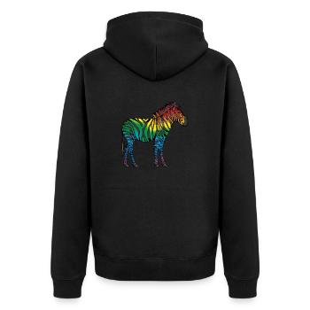 Zebra - Unisex Premium Bio Zip Hoodie - Schwarz - Hinten - Nico (187cm)