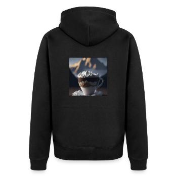 Tolle Tasse Kaffee, ungewöhnliches Design - Unisex Premium Bio Zip Hoodie - Schwarz - Hinten - Nico (187cm)