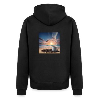 Tolle Tasse Kaffee, ungewöhnliches Design - Unisex Premium Bio Zip Hoodie - Schwarz - Hinten - Nico (187cm)