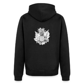 Ananas - Unisex Premium Bio Zip Hoodie - Schwarz - Hinten - Nico (187cm)