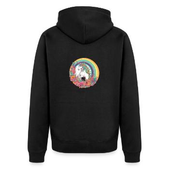 Enchanted Rainbow: Magical Unicorn - Unisex Premium Organic Zip Hoodie - black - Back - Nico (187cm)