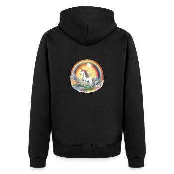 Enchanted Rainbow: Magical Unicorn - Unisex Premium Organic Zip Hoodie - black - Back - Nico (187cm)