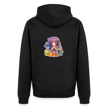 Colorful Alchemist World - Unisex Premium Bio Zip Hoodie - Schwarz - Hinten - Nico (187cm)