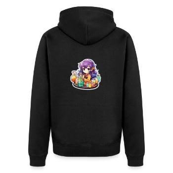 Alchemy Fusion - Unisex Premium Bio Zip Hoodie - Schwarz - Hinten - Nico (187cm)