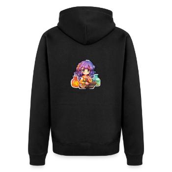 Colorful Alchemist Cartoonish Sticker - Unisex Premium Bio Zip Hoodie - Schwarz - Hinten - Nico (187cm)